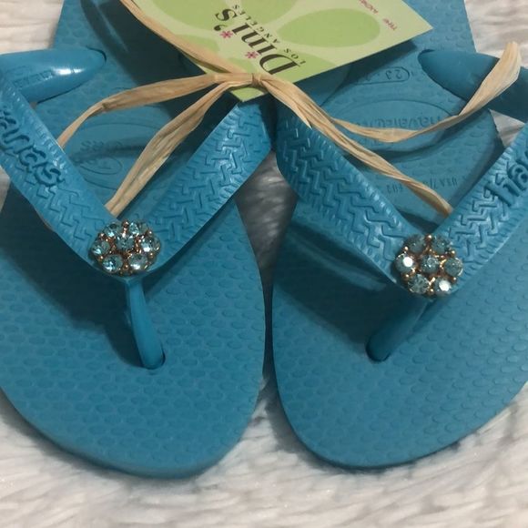 Crystal Embellished Toddler Girls Havianas Size 23/24 (US 9) - Picture 1 of 8